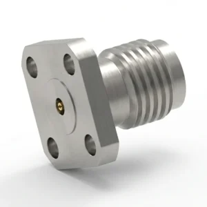 2.92mm Female 4-Hole Flange Mount RF Connector – Field Replaceable, 6.35mm Hole Spacing, 0.23mm Pin Diameter