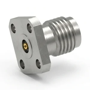 2.92mm Female 4-Hole Flange Mount RF Connector – Field Replaceable, 6.35mm Hole Spacing, 0.46mm Pin Diameter