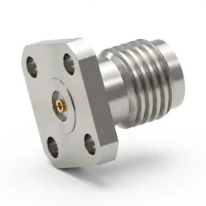 2.92mm Female 4-Hole Flange Mount RF Connector – Field Replaceable, 6.35mm Hole Spacing, 0.51mm Pin Diameter