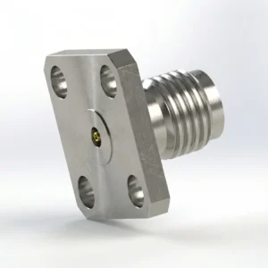 2.92mm Female 4-Hole Flange Mount RF Connector – Field Replaceable, 8.64mm Hole Spacing, 0.38mm Pin Diameter