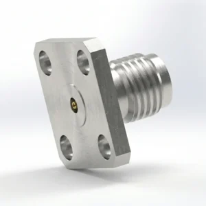 2.92mm Female 4-Hole Flange Mount RF Connector – Field Replaceable, 8.64mm Hole Spacing, 0.3mm Pin Diameter