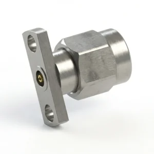 2.92mm Male 2-Hole Flange Mount RF Connector – Field Replaceable, 10.2mm Hole Spacing, 0.51mm Pin Diameter