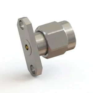 2.92mm Male 2-Hole Flange Mount RF Connector – Field Replaceable, 12.22mm Hole Spacing, 0.38mm Pin Diameter