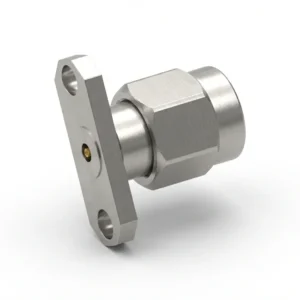 2.92mm Male 2-Hole Flange Mount RF Connector – Field Replaceable, 12.22mm Hole Spacing, 0.3mm Pin Diameter