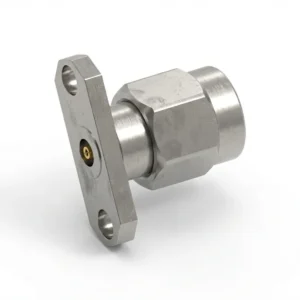 2.92mm Male 2-Hole Flange Mount RF Connector – Field Replaceable, 12.22mm Hole Spacing, 0.46mm Pin Diameter
