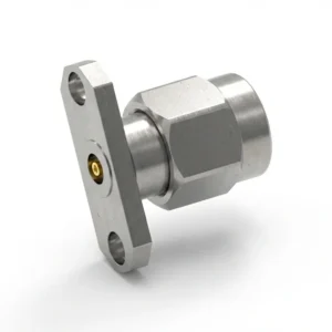 2.92mm Male 2-Hole Flange Mount RF Connector – Field Replaceable, 12.22mm Hole Spacing, 0.51mm Pin Diameter