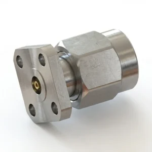 2.92mm Male 4-Hole Flange Mount RF Connector – Field Replaceable, 6.35mm Hole Spacing, 0.51mm Pin Diameter