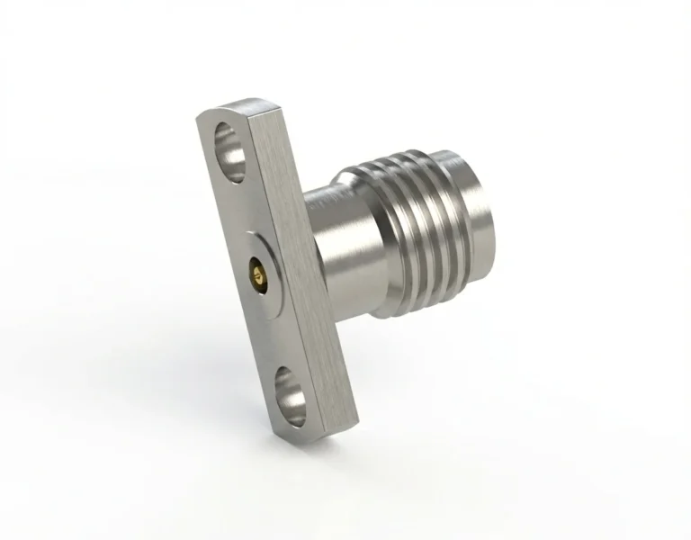 3.5mm Female 2-Hole Flange Mount RF Connector – Field Replaceable, 10.2mm Hole Spacing, 0.23mm Pin Diameter