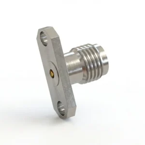 3.5mm Female 2-Hole Flange Mount RF Connector – Field Replaceable, 12.22mm Hole Spacing, 0.38mm Pin Diameter