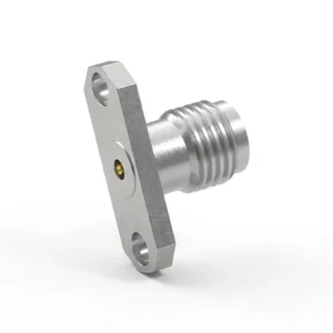 3.5mm Female 2-Hole Flange Mount RF Connector – Field Replaceable, 12.22mm Hole Spacing, 0.3mm Pin Diameter