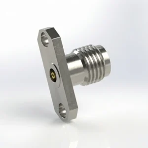 3.5mm Female 2-Hole Flange Mount RF Connector – Field Replaceable, 12.22mm Hole Spacing, 0.46mm Pin Diameter