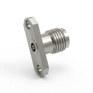 3.5mm Female 2-Hole Flange Mount RF Connector – Field Replaceable, 12.22mm Hole Spacing, 0.51mm Pin Diameter