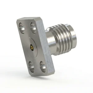 3.5mm Female 4-Hole Flange Mount RF Connector – Field Replaceable, 5.64mm Hole Spacing, 0.23mm Pin Diameter