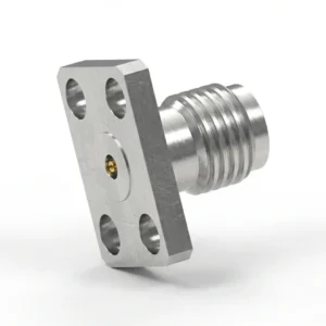 3.5mm Female 4-Hole Flange Mount RF Connector – Field Replaceable, 5.64mm Hole Spacing, 0.3mm Pin Diameter