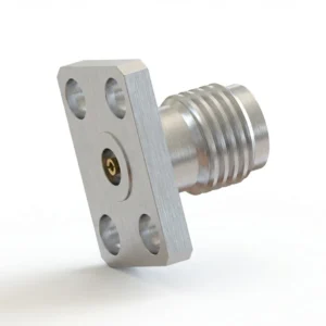 3.5mm Female 4-Hole Flange Mount RF Connector – Field Replaceable, 5.64mm Hole Spacing, 0.51mm Pin Diameter