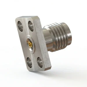 3.5mm Female 4-Hole Flange Mount RF Connector – Field Replaceable, 5.64mm Hole Spacing, 0.9mm Pin Diameter