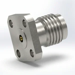 3.5mm Female 4-Hole Flange Mount RF Connector – Field Replaceable, 6.35mm Hole Spacing, 0.23mm Pin Diameter