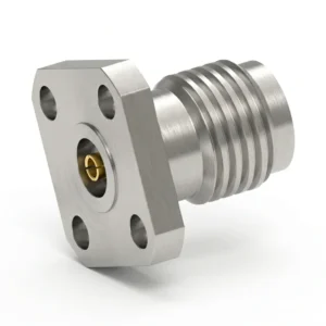 3.5mm Female 4-Hole Flange Mount RF Connector – Field Replaceable, 6.35mm Hole Spacing, 0.90mm Pin Diameter