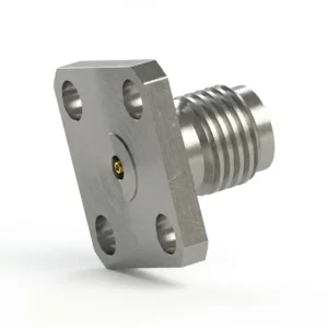 3.5mm Female 4-Hole Flange Mount RF Connector – Field Replaceable, 8.64mm Hole Spacing, 0.3mm Pin Diameter