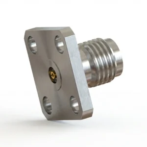 3.5mm Female 4-Hole Flange Mount RF Connector – Field Replaceable, 8.64mm Hole Spacing, 0.46mm Pin Diameter
