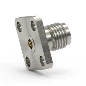 3.5mm Female 4-Hole Flange Mount RF Connector – Field Replaceable, 8.64mm Hole Spacing, 0.51mm Pin Diameter