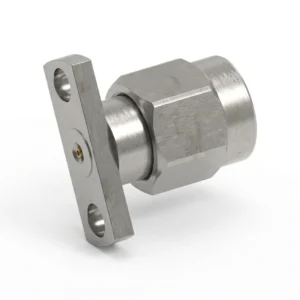 3.5mm Male 2-Hole Flange Mount RF Connector – Field Replaceable, 10.2mm Hole Spacing, 0.38mm Pin Diameter