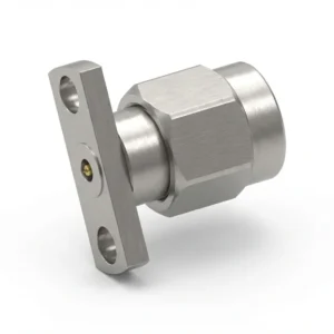 3.5mm Male 2-Hole Flange Mount RF Connector – Field Replaceable, 10.2mm Hole Spacing, 0.3mm Pin Diameter