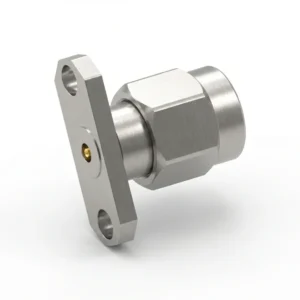 3.5mm Male 2-Hole Flange Mount RF Connector – Field Replaceable, 12.22mm Hole Spacing, 0.38mm Pin Diameter