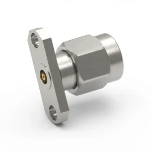 3.5mm Male 2-Hole Flange Mount RF Connector – Field Replaceable, 12.22mm Hole Spacing, 0.51mm Pin Diameter
