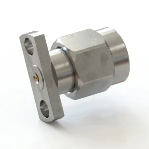 3.5mm Male 2-Hole Flange Mount RF Connector – Field Replaceable, 12.7mm Hole Spacing, 0.23mm Pin Diameter