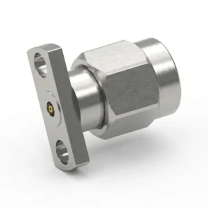 3.5mm Male 2-Hole Flange Mount RF Connector – Field Replaceable, 12.7mm Hole Spacing, 0.3mm Pin Diameter