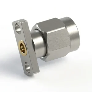 3.5mm Male 2-Hole Flange Mount RF Connector – Field Replaceable, 12.7mm Hole Spacing, 0.46mm Pin Diameter