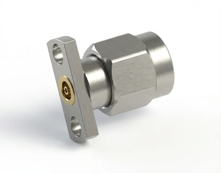 3.5mm Male 2-Hole Flange Mount RF Connector – Field Replaceable, 12.7mm Hole Spacing, 0.46mm Pin Diameter