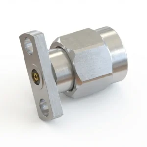 3.5mm Male 2-Hole Flange Mount RF Connector – Field Replaceable, 12.7mm Hole Spacing, 0.51mm Pin Diameter