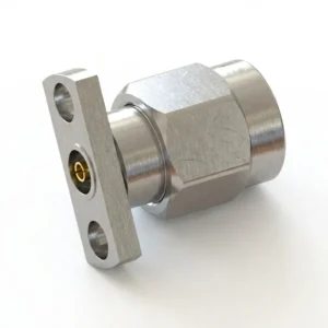 3.5mm Male 2-Hole Flange Mount RF Connector – Field Replaceable, 12.7mm Hole Spacing, 0.9mm Pin Diameter