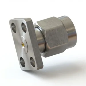 3.5mm Male 4-Hole Flange Mount RF Connector – Field Replaceable, 5.64mm Hole Spacing, 0.3mm Pin Diameter