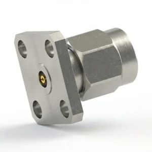 3.5mm Male 4-Hole Flange Mount RF Connector – Field Replaceable, 8.64mm Hole Spacing, 0.46mm Pin Diameter