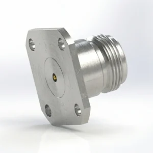 N Female 4-Hole Flange Mount RF Connector – Field Replaceable, 18.35mm Hole Spacing, 0.51mm Pin Diameter