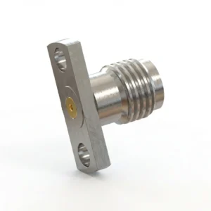 SMA Female 2-Hole Flange Mount RF Connector – Field Replaceable, 10.2mm Hole Spacing, 0.38mm Pin Diameter