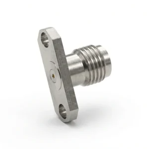 SMA Female 2-Hole Flange Mount RF Connector – Field Replaceable, 12.22mm Hole Spacing, 0.23mm Pin Diameter