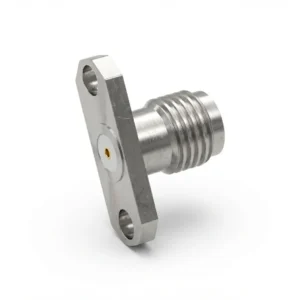 SMA Female 2-Hole Flange Mount RF Connector – Field Replaceable, 12.22mm Hole Spacing, 0.51mm Pin Diameter