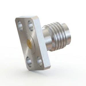 SMA Female 4-Hole Flange Mount RF Connector – Field Replaceable, 5.64mm Hole Spacing, 0.23mm Pin Diameter