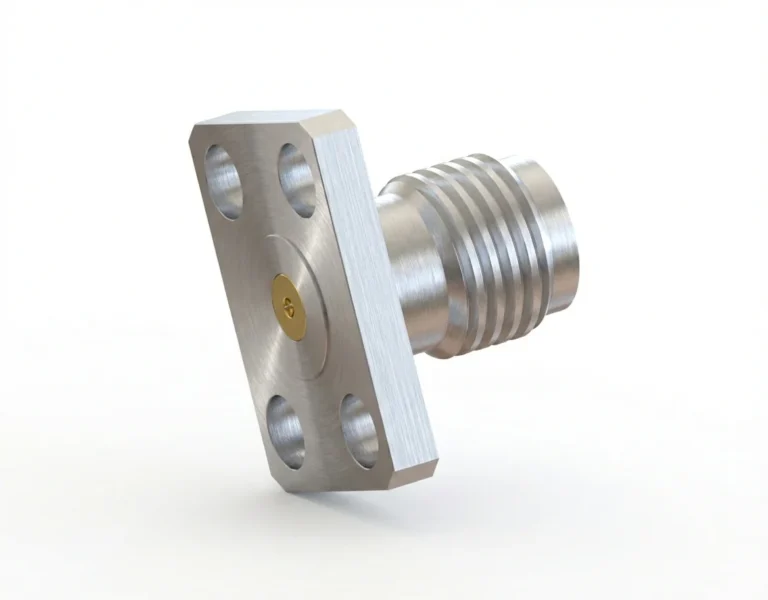 SMA Female 4-Hole Flange Mount RF Connector – Field Replaceable, 5.64mm Hole Spacing, 0.23mm Pin Diameter