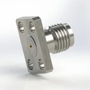 SMA Female 4-Hole Flange Mount RF Connector – Field Replaceable, 5.64mm Hole Spacing, 0.46mm Pin Diameter