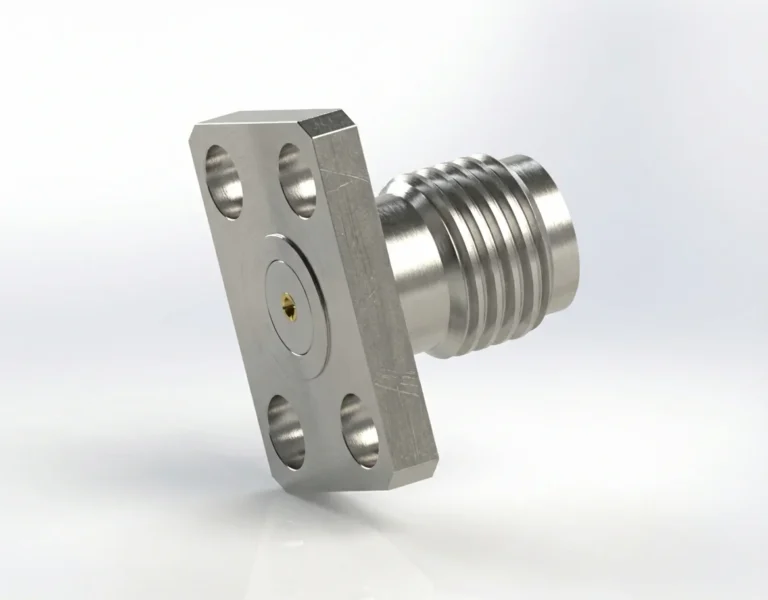 SMA Female 4-Hole Flange Mount RF Connector – Field Replaceable, 5.64mm Hole Spacing, 0.46mm Pin Diameter