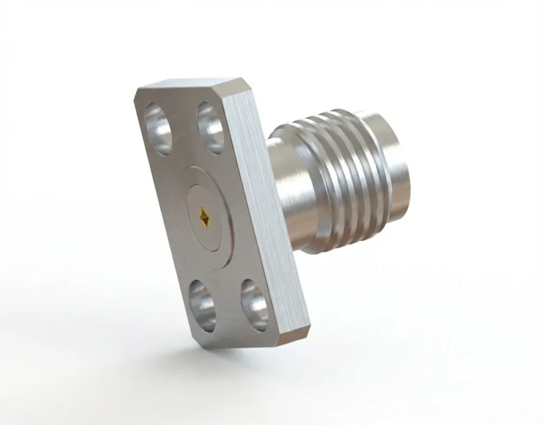 SMA Female 4-Hole Flange Mount RF Connector – Field Replaceable, 5.64mm Hole Spacing, 0.51mm Pin Diameter