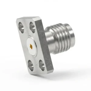 SMA Female 4-Hole Flange Mount RF Connector – Field Replaceable, 5.64mm Hole Spacing, 0.9mm Pin Diameter