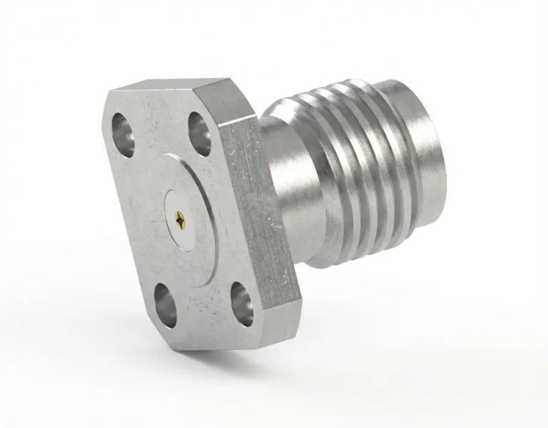 SMA Female 4-Hole Flange Mount RF Connector – Field Replaceable, 6.35mm Hole Spacing, 0.23mm Pin Diameter