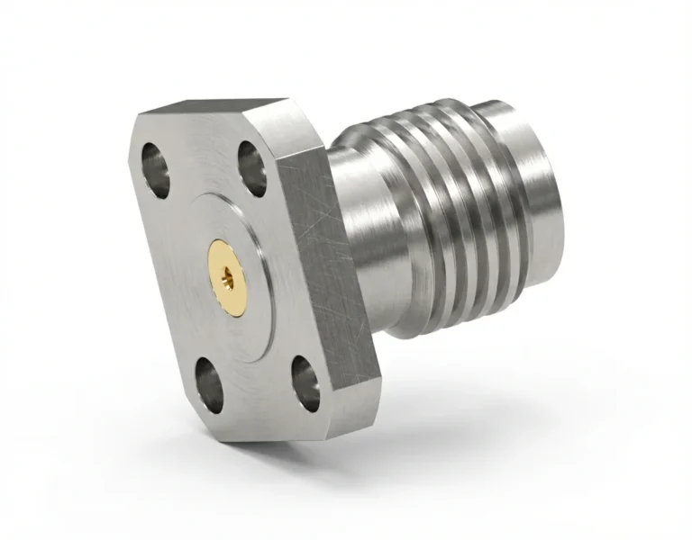 SMA Female 4-Hole Flange Mount RF Connector – Field Replaceable, 6.35mm Hole Spacing, 0.38mm Pin Diameter