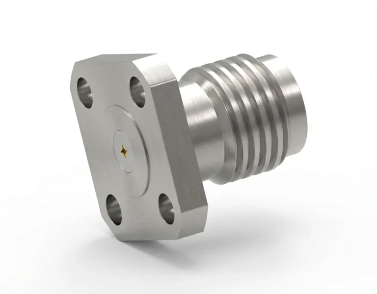 SMA Female 4-Hole Flange Mount RF Connector – Field Replaceable, 6.35mm Hole Spacing, 0.3mm Pin Diameter